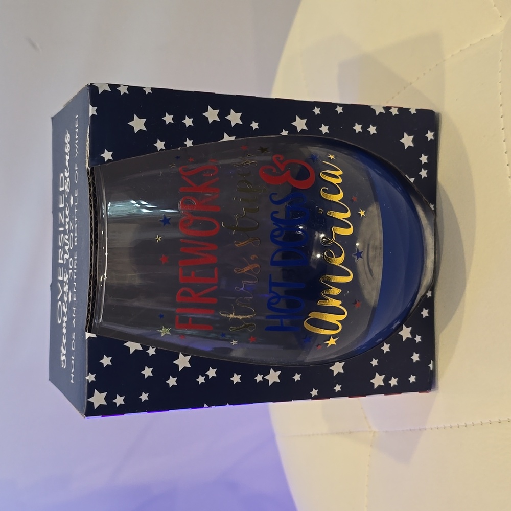 Holds an entire bottle of wine glass USA 4th of july fireworks SUMMER New Gift